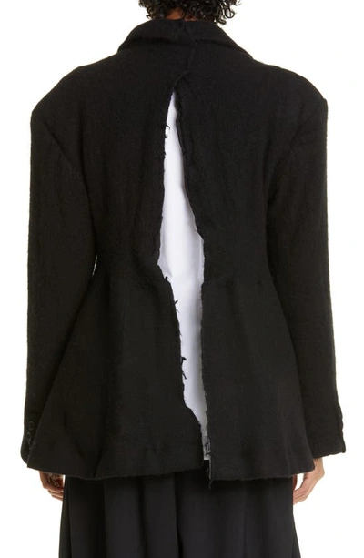 Shop Comme Des Garçons Open Back Wool Blend Jacket In Black