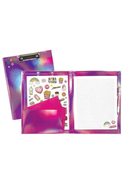 Shop Iscream Holographic Clipboard, Notepad & Sticker Set In Pink