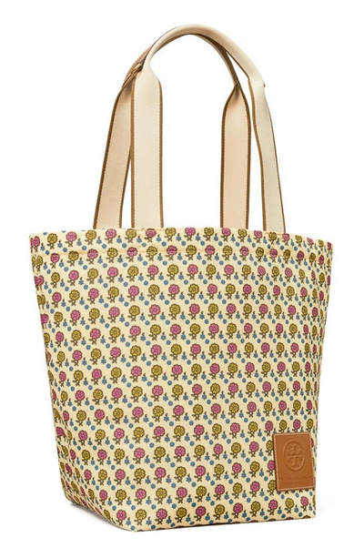 Tory Burch Ella Deconstructed Printed Extra Large Tote In Ivory Floral  Daisy/rolled Brass | ModeSens