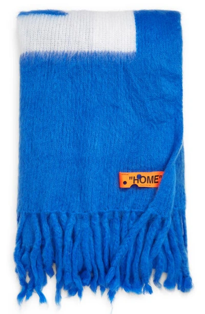 Shop Off-white Arrow Brushed Wool Blend Blanket In Blue Fluo White