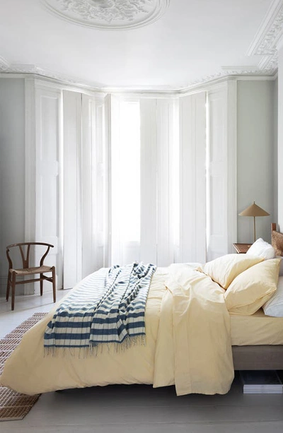 Shop Piglet In Bed Classic Stripe Merino Wool Blanket In Warm Blue