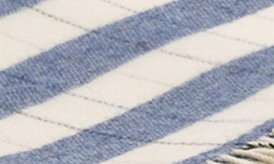 Shop Piglet In Bed Classic Stripe Merino Wool Blanket In Warm Blue