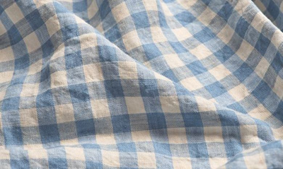 Shop Piglet In Bed Set Of 2 Gingham Linen Pillowcases In Warm Blue
