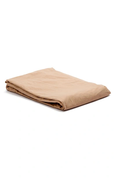 Shop Piglet In Bed 200 Thread Count Washed Cotton Percale Flat Sheet In Cafe Au Lait