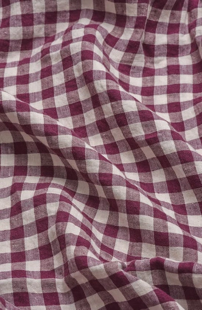Shop Piglet In Bed Gingham Linen Flat Sheet In Berry