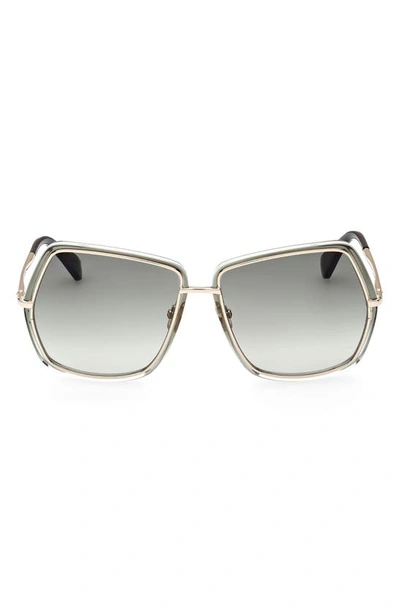 Shop Max Mara 61mm Gradient Geometric Sunglasses In Gold / Gradient Green