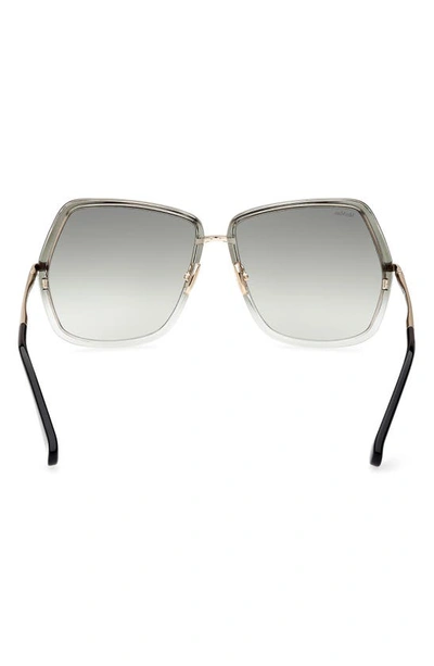 Shop Max Mara 61mm Gradient Geometric Sunglasses In Gold / Gradient Green
