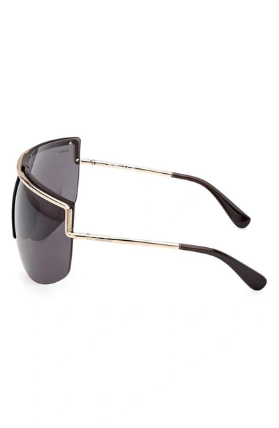 Shop Max Mara 70mm Shield Sunglasses In Gold / Smoke