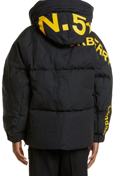 Shop Burberry Horseferry Print Hooded Down Puffer Jacket In Black