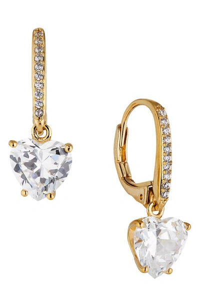 Nadri Modern Love Heart Drop Earrings In Gold