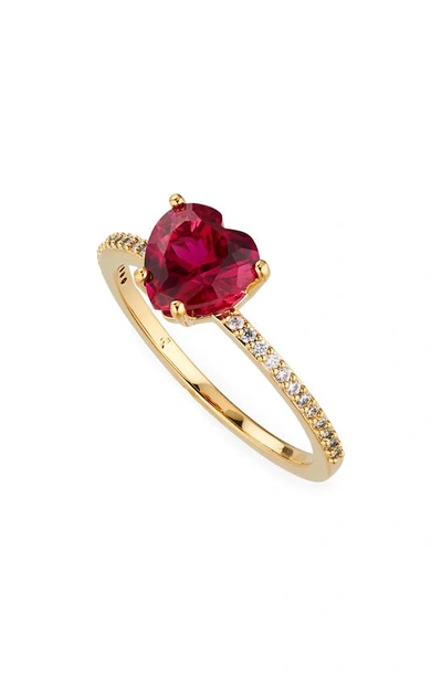 Shop Nadri Modern Love Heart Ring In Gold With Dark Pink