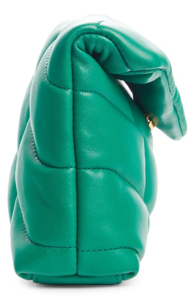 Shop Saint Laurent Small Lou Leather Puffer Clutch In New Vert Praire