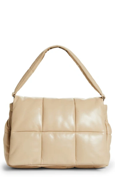 Shop Stand Studio Brynnie Quilted Lambskin Leather Convertible Clutch In Sand/ Gold Chain