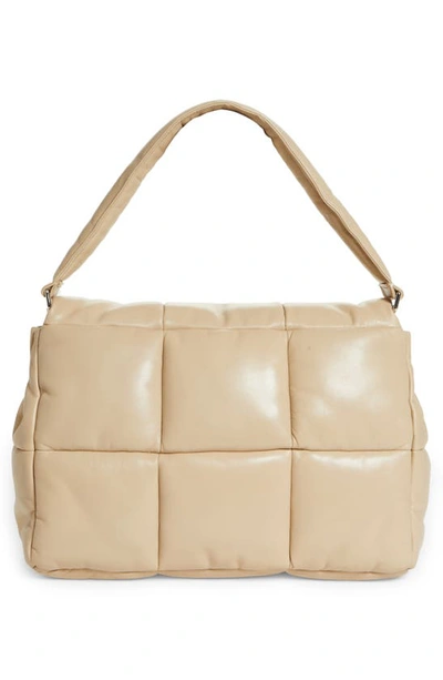 Shop Stand Studio Brynnie Quilted Lambskin Leather Convertible Clutch In Sand/ Gold Chain