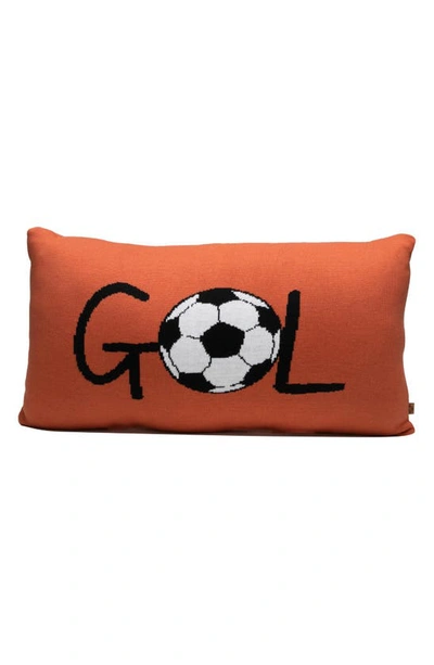 Rian Tricot Gol Soccer Cushion In Dark Orange