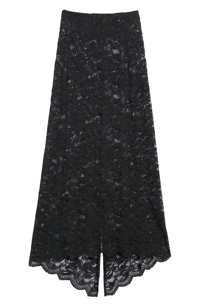 Shop Paco Rabanne Asymmetric Hem Stretch Lace Maxi Skirt In Black