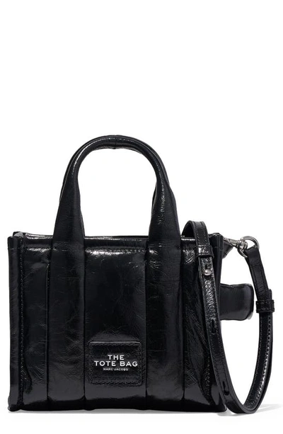 Shop Marc Jacobs The Shiny Crinkle Crossbody Tote Bag In Black