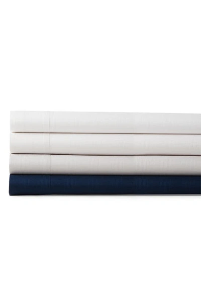 Shop Ralph Lauren Lovan Organic Cotton Jacquard Flat Sheet In Navy
