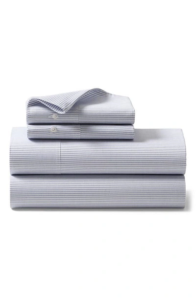Shop Ralph Lauren Oxford Stripe Flat Sheet In Blue And White