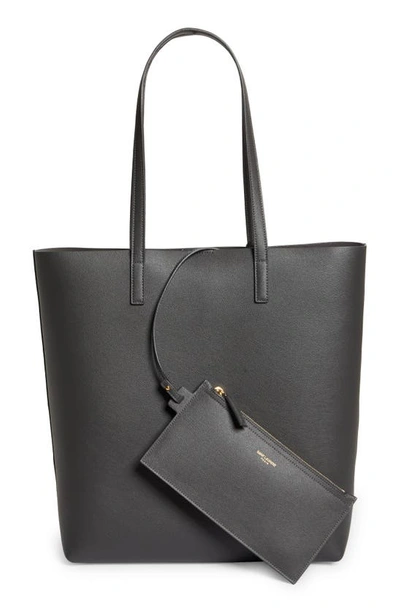 Shop Saint Laurent North/south Shopping Leather Tote In 1112 Storm