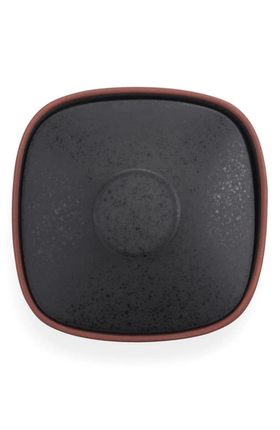 Nambe Taos Lidded Stoneware Sugar Bowl In Black