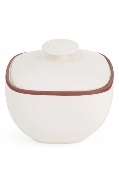 Nambe Taos Covered Sugar Bowl In White
