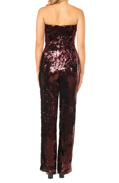Shop Dress The Population Andy Sequin Strapless Jumpsuit In Port