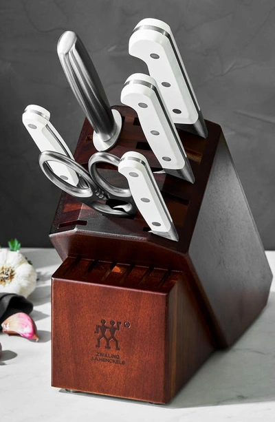 Shop Zwilling Pro Le Blanc 7-piece Knife Block Set In Silver