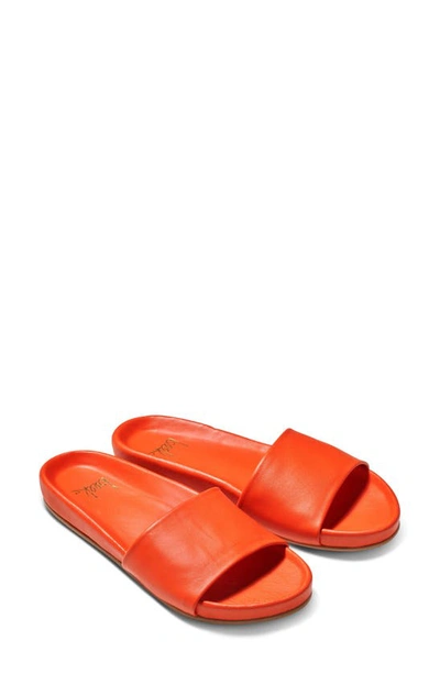 Shop Beek Gallito Leather Slide Sandal In Tangerine