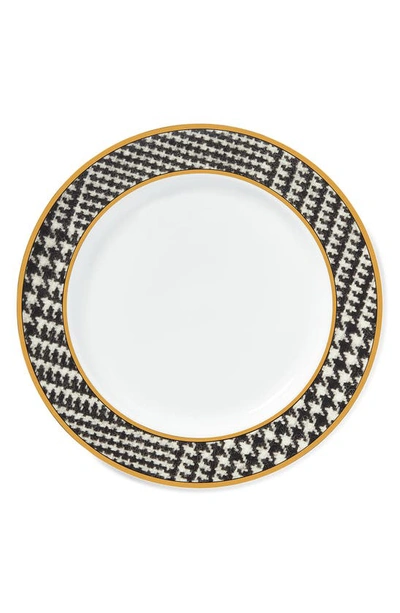 Shop Ralph Lauren Wessex Houndstooth Dinner Plate In Black/ Gold