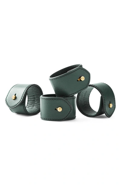 Shop Ralph Lauren Wyatt Set Of 4 Leather Napkin Rings In Green