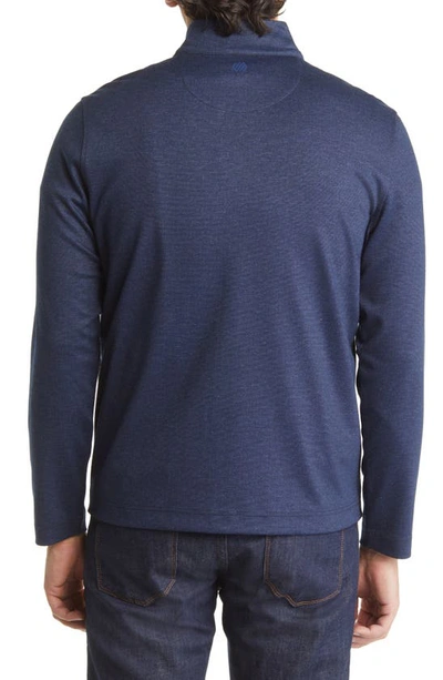 Johnston & Murphy Melange Knit Full-zip Sweater In Navy