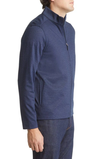 Johnston & Murphy Melange Knit Full-zip Sweater In Navy