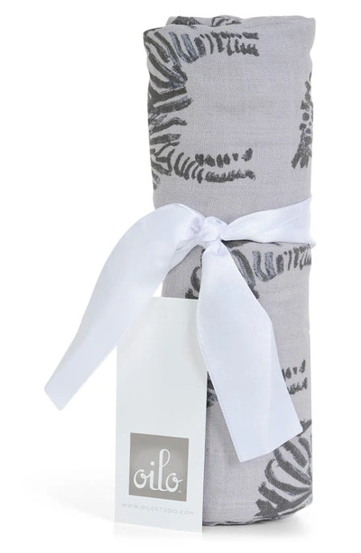 Shop Oilo Zebra Swaddle Blanket In Gray
