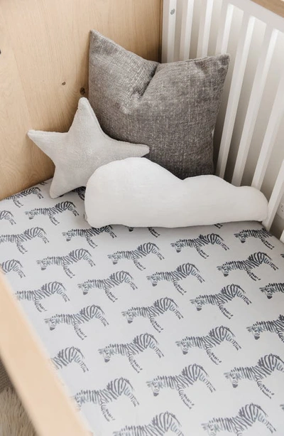 Shop Oilo Zebra Jersey Crib Sheet In Gray