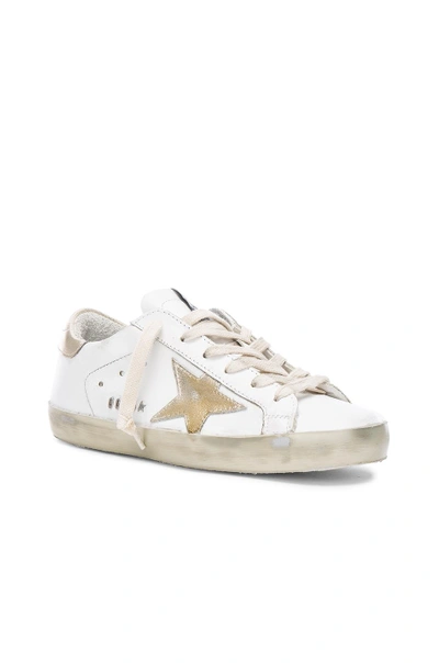 Shop Golden Goose Leather Superstar Low Sneakers In Sparkle White & Gold Star