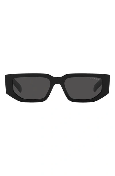 Shop Prada 56mm Rectangular Sunglasses In Black