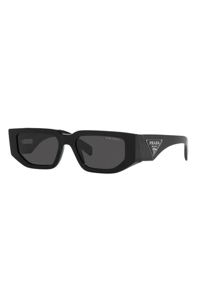 Prada 63mm Rectangular Sunglasses In Black