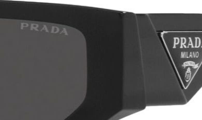 Shop Prada 56mm Rectangular Sunglasses In Black