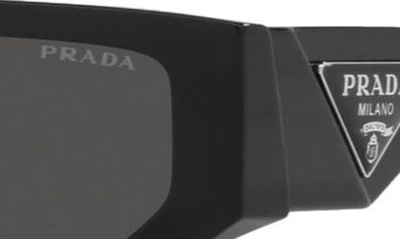 Prada 63mm Rectangular Sunglasses In Black