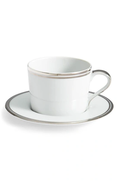 Shop Ralph Lauren Wilshire Teacup & Saucer In Platinum