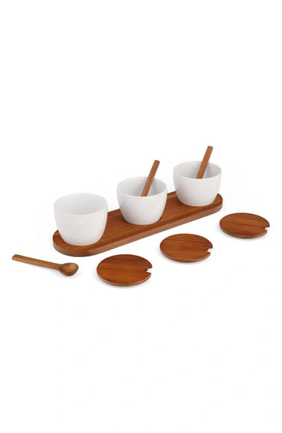 Shop Nambe Duets Triple Condiments Server Set In White
