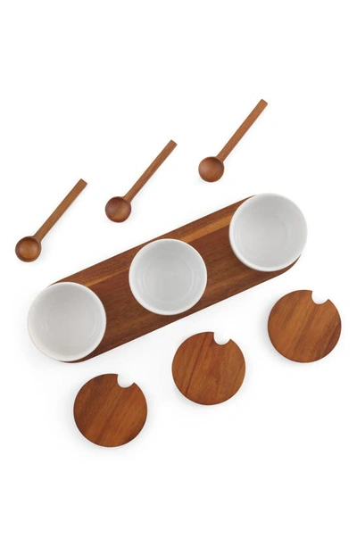 Shop Nambe Nambé Duets Triple Condiments Server Set In White