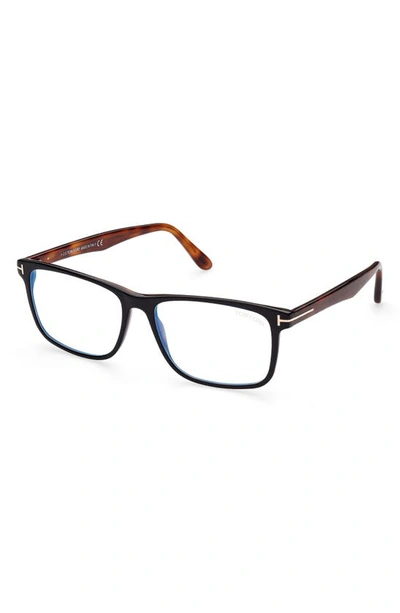 Shop Tom Ford 53mm Square Blue Light Blocking Optical Glasses In Red Havana / Brown