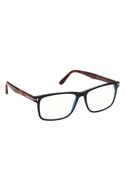Shop Tom Ford 53mm Square Blue Light Blocking Optical Glasses In Red Havana / Brown