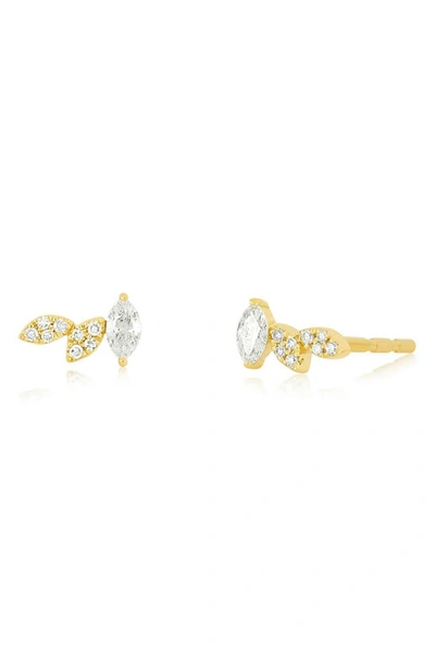 Shop Ef Collection Marquise Diamond Stud Earrings In 14k Yellow Gold