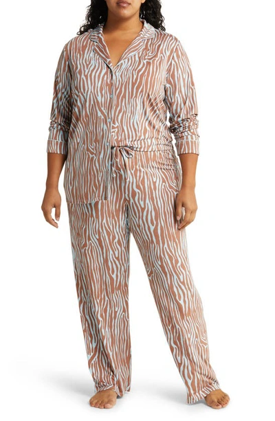 Shop Nordstrom Moonlight Eco Pajamas In Blue Falls Zebra