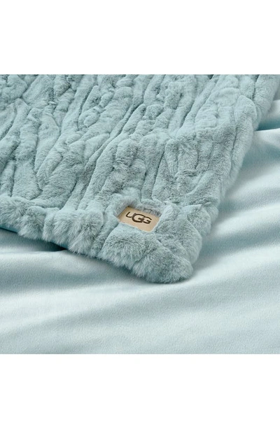 Shop Ugg Ismay Faux Fur Throw Blanket In Teal