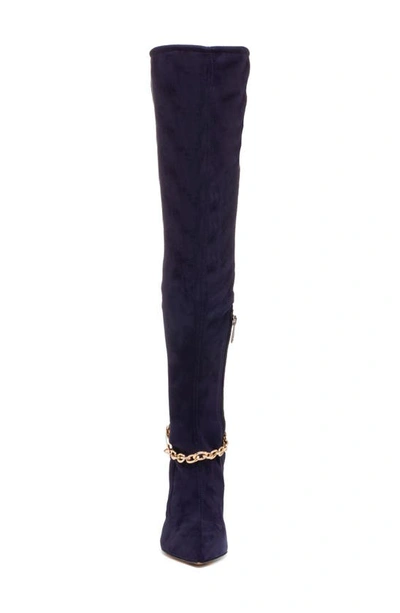 Shop Beautiisoles Mariana Over The Knee Boot In Navy Suede Leather