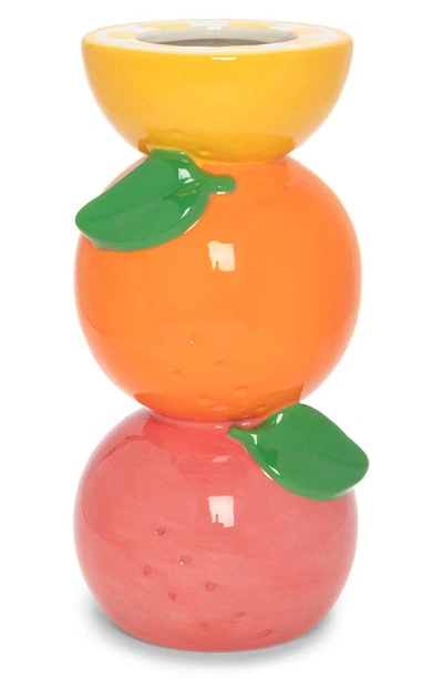 Shop Bando Stacked Citrus Ceramic Vase In Orange